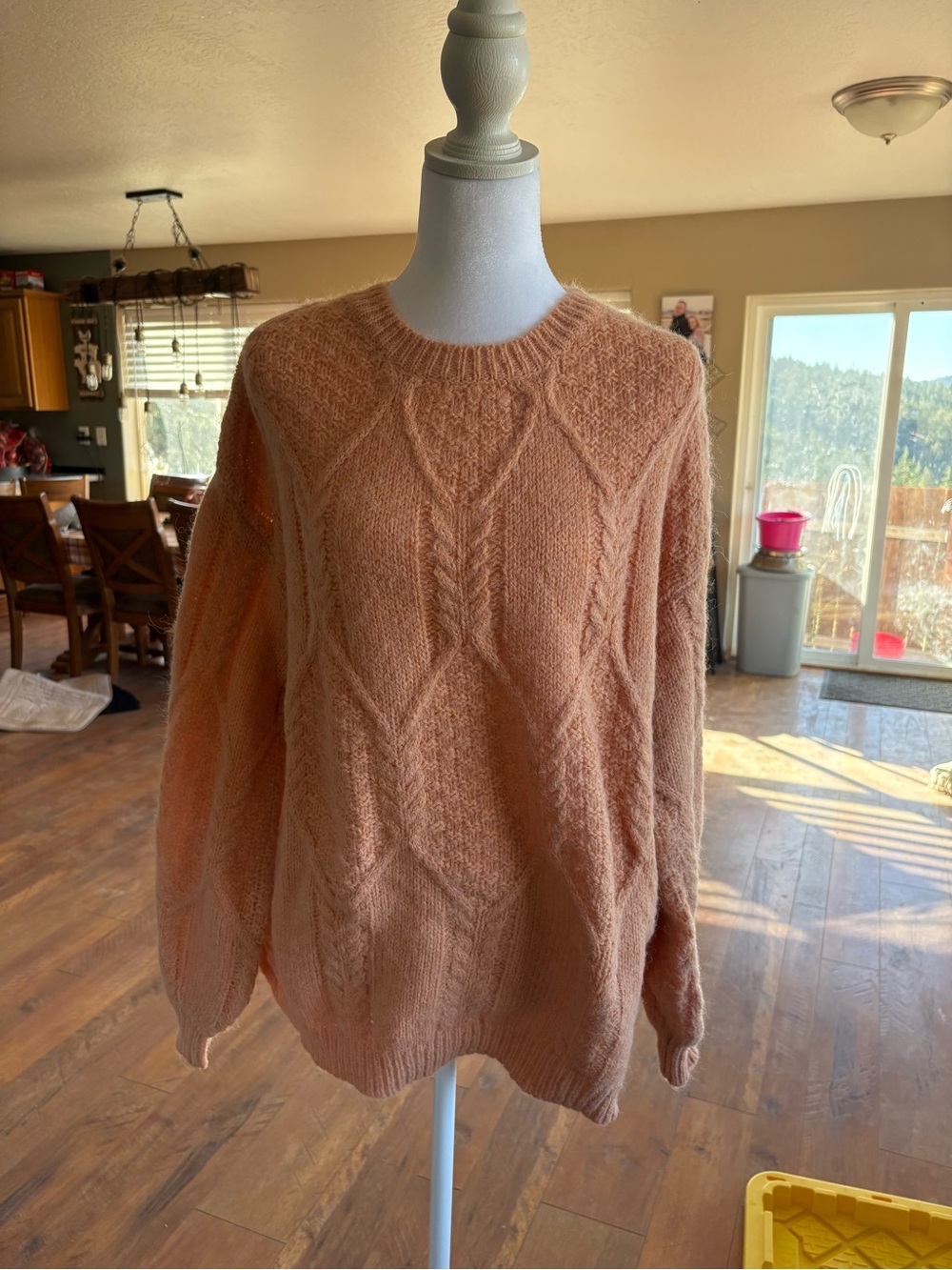 Petal & Pup Peach Cable Knit Women's Sweater